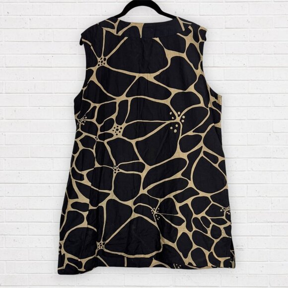 ALFANI Sleeveless Black Tan Big Floral Animal Print Beaded Neckline Dress 16 - Picture 2 of 8